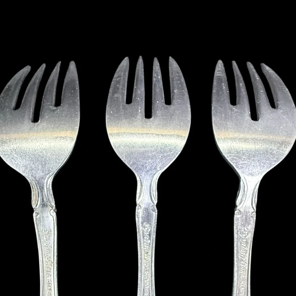 Springtime Salad Forks‎ Stainless Steel Japan Flowers & Swirls Set Of 3